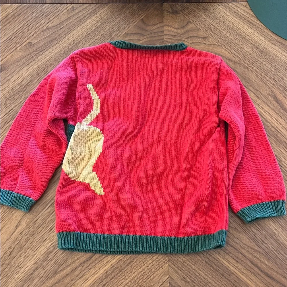 Nieman Marcus Red Christmas Holiday Sweater with Tiger in Wreath Cotton 2/3